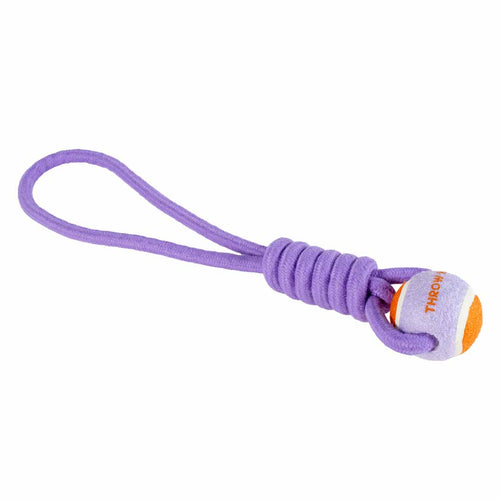 Hundespielzeug Ball mit Seilschlaufe THROW ME Lila/orang
