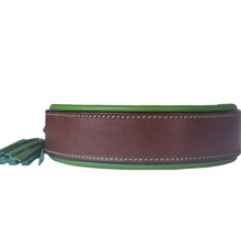 Laden Sie das Bild in den Galerie-Viewer, Leder Halsband TWO TONE - BRAUN - GRÜN