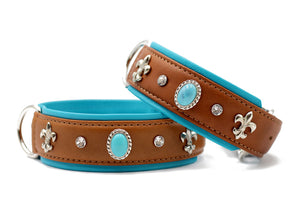 Halsband Ibiza cognac-petrol-silber