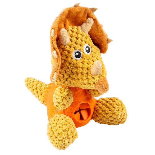 Hundespielzeug Plüsch & Gummi Triceratops Spender Mehrfarbig