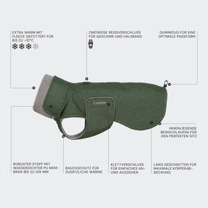 Cloud7 Hundemantel Brooklyn Flanell Fern Green Long