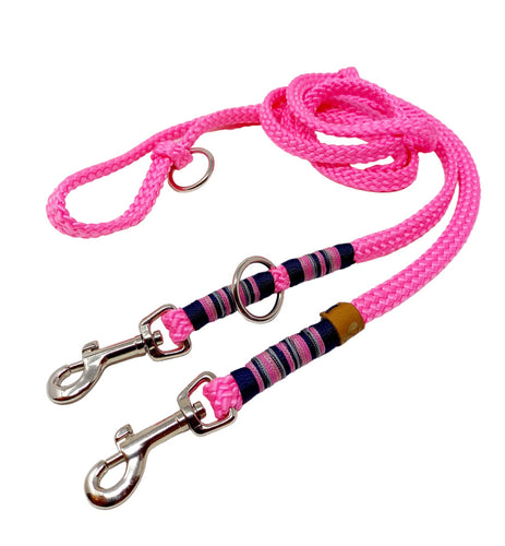 Hundeleine Seil neon pink silber Karabiner