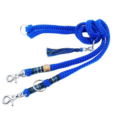 Hundeleine Seil blau silber Karabiner