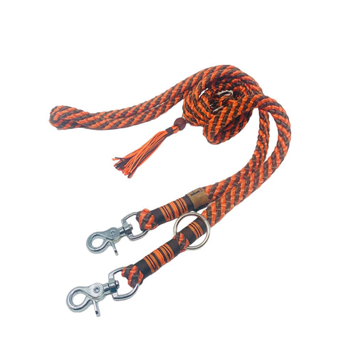 Hundeleine Seil orange-braun silber Karabiner