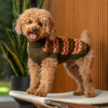 Laden Sie das Bild in den Galerie-Viewer, Alpaka-Hundepullover mit Wald-Chevron-Muster