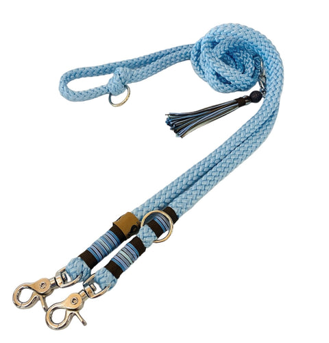 Hundeleine Seil hellblau-braun