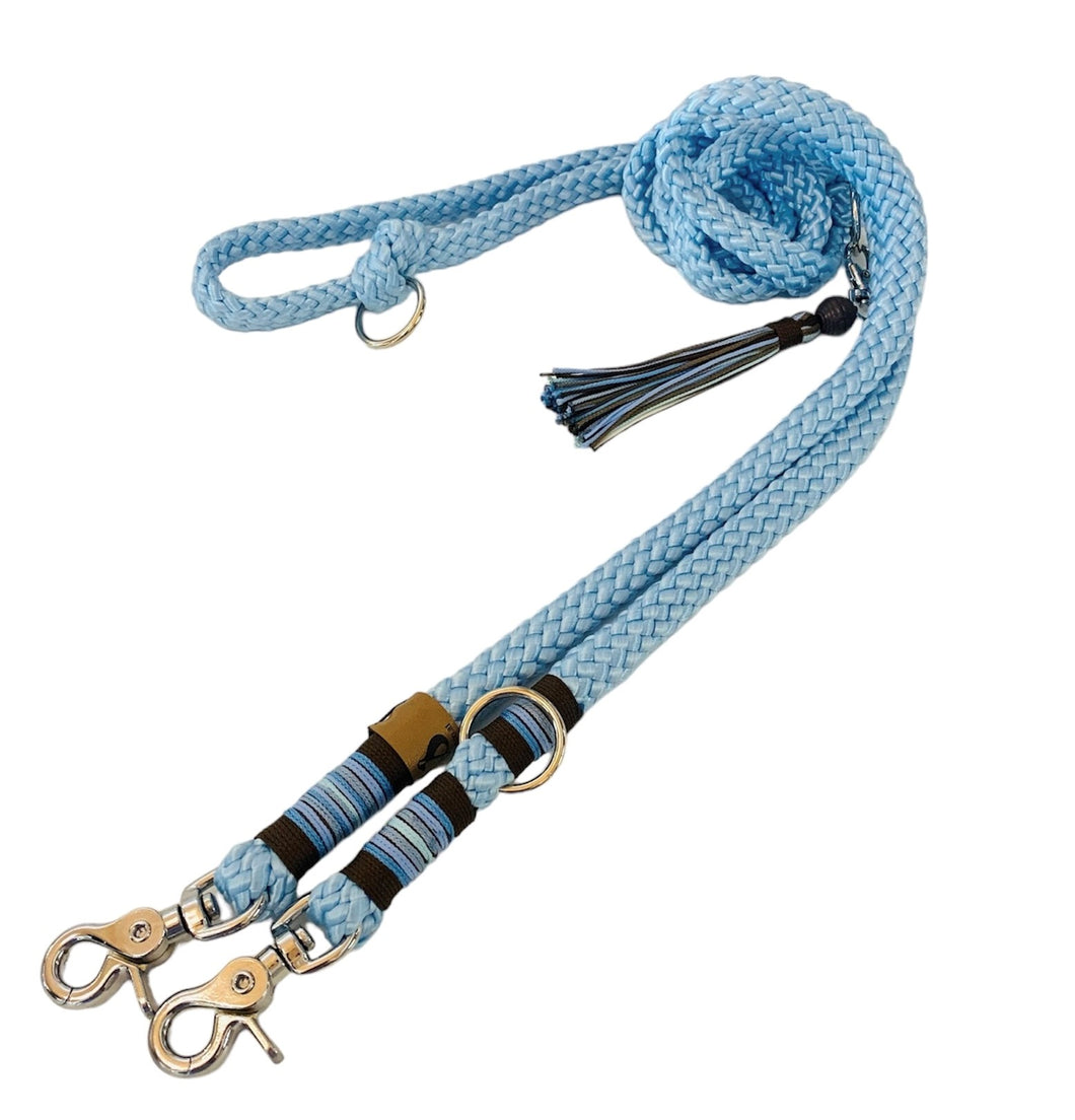 Hundeleine Seil hellblau-braun