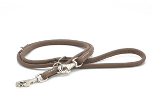 Lederleinen  rundgenäht Silberkarabiner