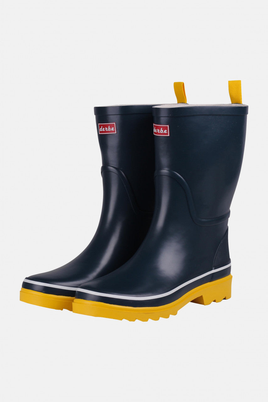 Mittelhoche Gummistiefel Marine Blau Gelb Wasserdicht Nachhaltig