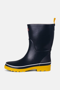 Mittelhoche Gummistiefel Marine Blau Gelb Wasserdicht Nachhaltig