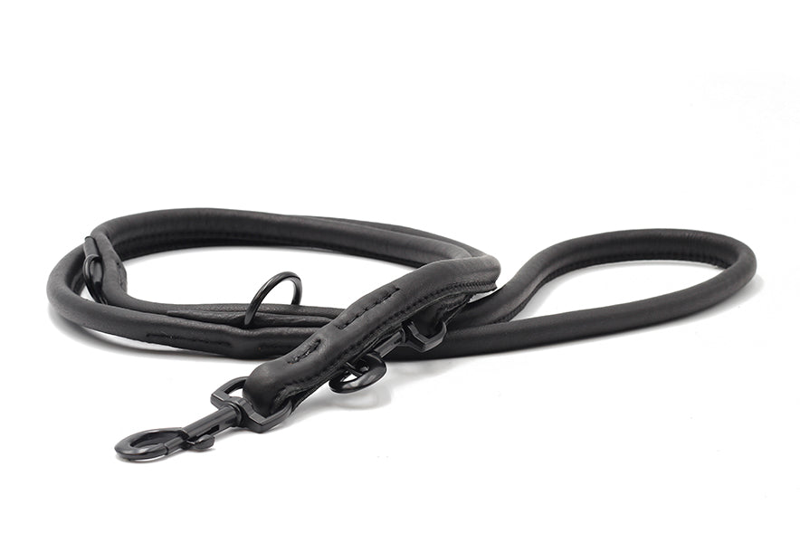 Lederleine rundgenäht Blaxxs schwarz/schwarz