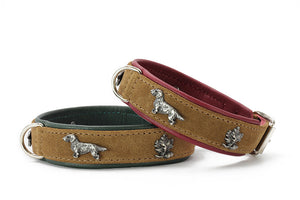 Halsband Dackel Verlourleder brombeere / silber