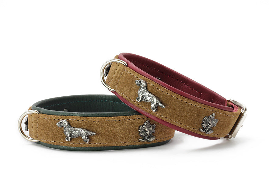 Halsband Dackel Verlourleder brombeere / silber