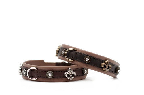 Halsband Mini Gladiator dunkelbraun - taupe / gold