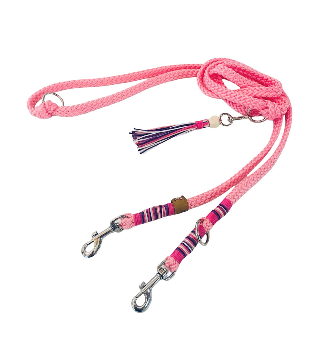 Hundeleine Seil rosé silber Karabiner