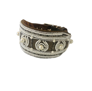 Windhund Halsband White Pearl
