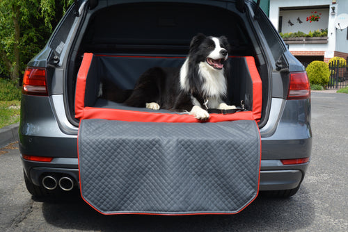 Autohundebett Dual für Kofferraum schwarz-rot