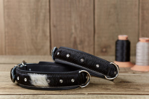 HALSBAND "KUHFELL" mit Steinchen schwarz-silber